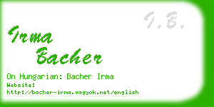 irma bacher business card